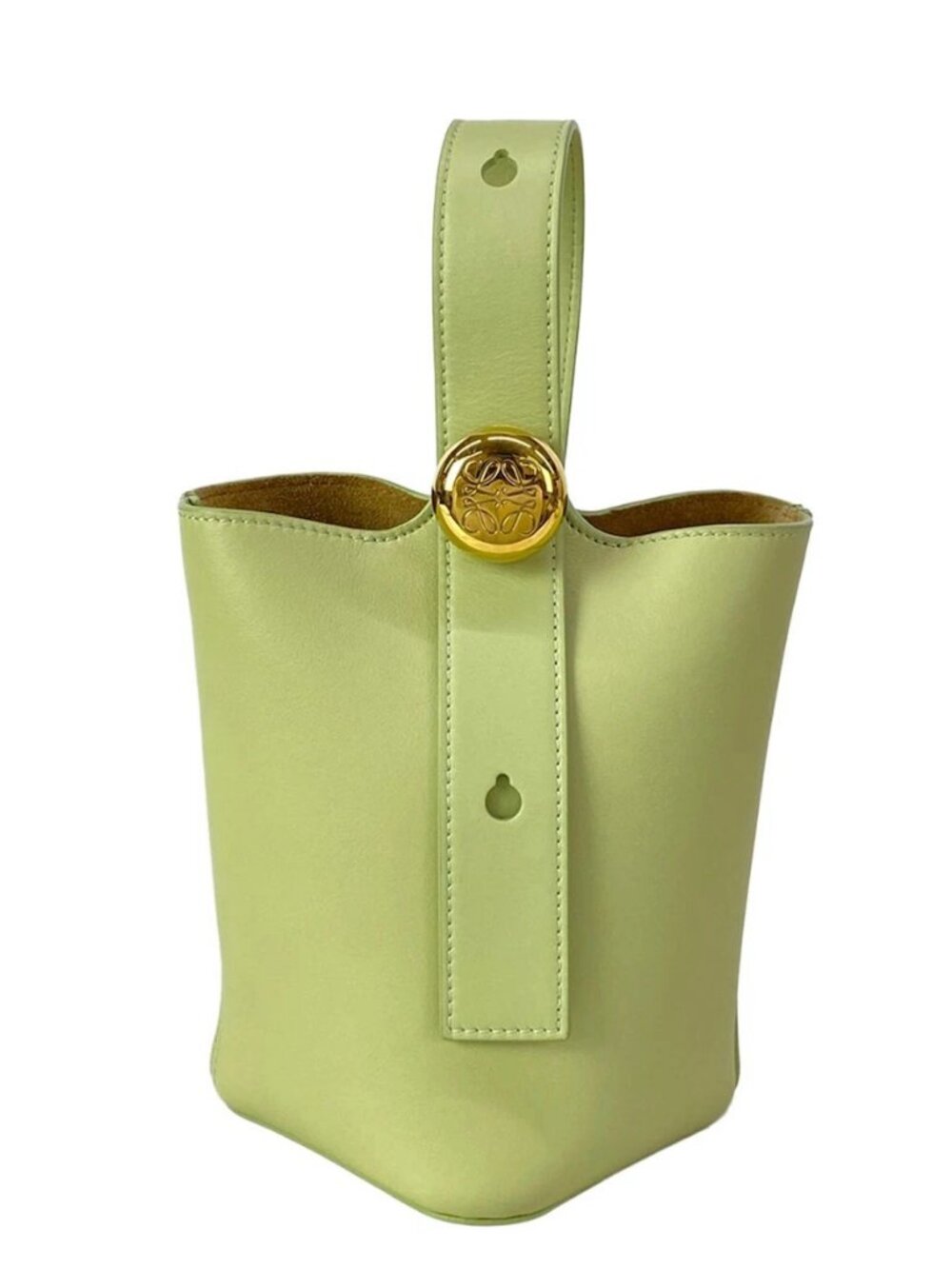 LOEWE Pebble Bucket Bag Mini AANBBBMX01 Light Green mellow calfskin Handbag